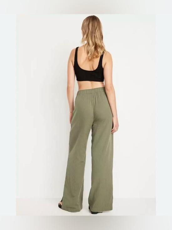 Old Navy Pants - 083 - Old Navy Olive Wide-Leg Gauze Pants